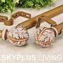Faux Wood Style Curtain Rod Set with Wood Grain Leaf Finial, 36-72 inch, Standard Single Drapery Rod for 1 Pack, 1 inch diameter Rod, Adjustable Length