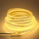 AC 110V Cuttable LED Light 65.62ft Outdoor LED Strip Lights Waterproof 120LEDs/m 3000K Warm White Rope Lights Super Bright Under Cabinet Lighting for Outside Bedroom Kitchen Wall TV