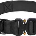 Tactical Dog Collar, Adjustable Military Training Nylon Dog Collar with Control Handle and Heavy Metal Buckle for Medium and Large Dogs (XL, Black)