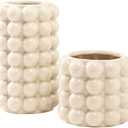 YANWE1 Bubble Vases, Set of 2 Ceramic Vase for Flowers, Boho Ceramic Flower Vases for Decor, Tall Bubble Vase for Living Room, Dining Table, Wedding, Mantel, Coffee Table(Beige)