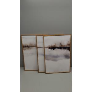 Neutral Abstract Mountain Framed Canvas Print Wall Art Set,Watercolor Beige and Gray Calming Landscape Wall Decor,Modern Minimalist Nature Artwork for Living Room,Bedroom-16 x24 x3