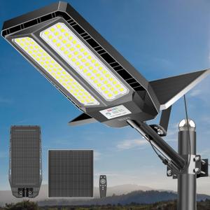 Solar Lights Outdoor 7000W, Solar Street Light IP67 Waterproof Dusk to Dawn 300000 Lumens LED Security Flood Lights with Motion Sensor and Remote Control for Pathway, Patio & Yard