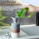 Ceramic Soap Dispenser Set for Hand Soap, Shampoo, Dish Soap, Conditioner, Bathroom & Kitchen, Stainless Steel Pump, Includes Silicone Funnel, 12 Oz, Non-Slip, Elegant Kitchen Decor, Gray