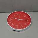 12 in Wall Clock Non-Ticking Quartz Silent Battery Operated Round Clocks Home Kitchen Office School Living Room Decor Clocks (Red)