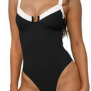 Women's Contrast Trim Knotted Slimming One-Piece Swimsuit Vintage Bathing Suits S