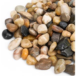 Mr. Fireglass Polished Pebbles, 3/8" Natural Decorative Mixed Color Stones Aquarium Gravel River Rocks for Potted Plants, Landscaping and Home Decor (10-lb Bag)
