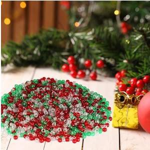 Christmas Beads Pony Beads Bulk, Red White Green Glitter Bead for Hair Braids, Christmas Decoration, Friendship Crafts (Xmas Glitter)