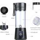 Portable Blender Cup,Electric USB Mini Juicer Blender For Shakes and Smoothies, Juice,380ml, Six Blades Great for Mixing,Black