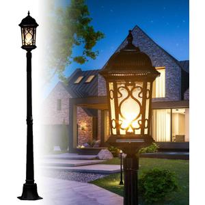 Outdoor Lamp Post Driveway Light Poles Yard Backyard Waterproof Black Pillar Lights Die-cast Aluminum Retro Post Lamp 71in Street Lighting for Garden Lawn Porch