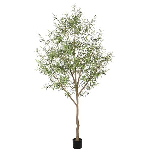 LYERSE Artificial Olive Tree 9 Feet - Tall Faux Olive Tree 9ft (108in) - Olive Trees Artificial Indoor with Natural Wood Trunk and Lifelike Fruits - Fake Olive Tree for Home House Decor Indoor