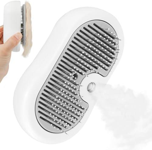 Nepfaivy Cat Steam Brush for Shedding - Steaming Cat Brushes for Indoor Cats with Release Button, Steam Slicker Brush for Dogs, Rechargeable Pet Spray Water Hair Removal Comb for Massage, Grooming Pack Of 2