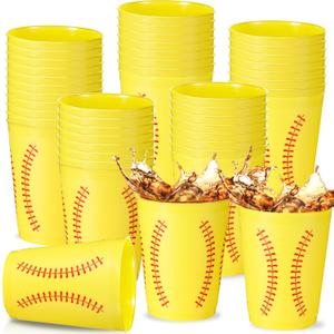24 Pcs Softball Plastic Cups Reusable Softball Plastic Tumblers Party Supplies Sports Softball Game Plastic Drinking Cups 12oz Party Decorations for Kids Gift Birthday School Sport Party Favors