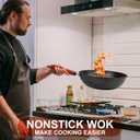 13" Nonstick Wok - Wok Pan with Glass Cover, Carbon Steel Woks & Stir-Fry Pans: Flat Bottom Chinese woks for Electric, Induction, Gas, All Stoves