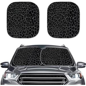 TSVAGA Leopard Sun Shade for Car Windshield Foldable Car Sun Shade for Windshield Funny Sunshades for Women ＆ Men, 2 Pack Automotive Sunshade with Storage Bag, Black