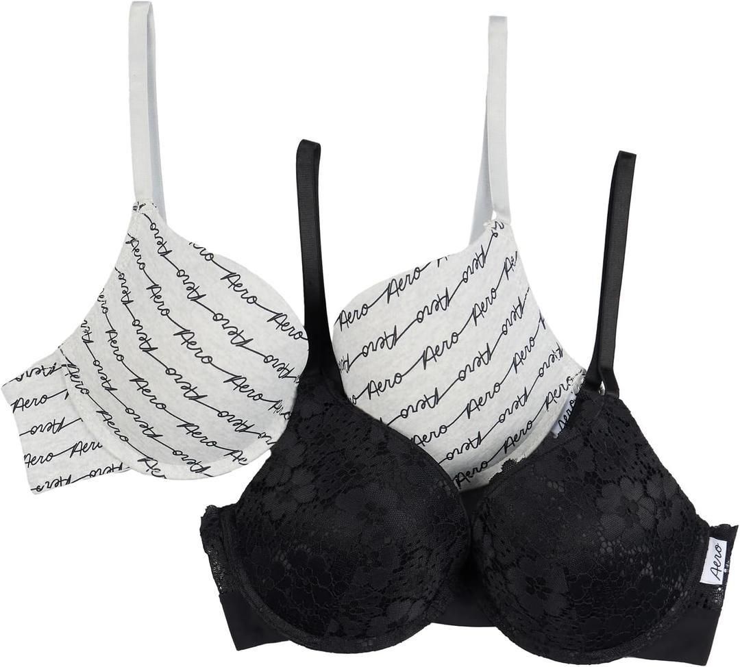 Aeropostale Women's 2-Pack Push Up Bra (34C)