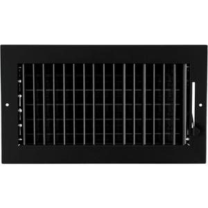 HVAC Premium 12"w X 6"h Adjustable AIR Supply Diffuser - HVAC Vent Cover Sidewall or Ceiling - Grille Register - High Airflow - Black [Outer Dimensions: 13.875"w X 8"h]