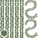 Sggvecsy 16Pcs Artificial Eucalyptus Garland Greenery Leaves Silk Vines Silver Dollar Leaves Faux Leaf Plants for Wedding Wall Table Party Home Fireplace Bedroom Decor