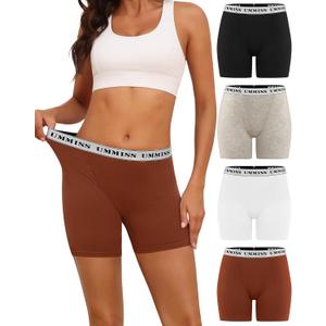 UMMISS Womens Boxer Briefs Underwear Boy Shorts Cotton Underwear Soft Anti Chafing Ladies Panties 4 Pack (Large)