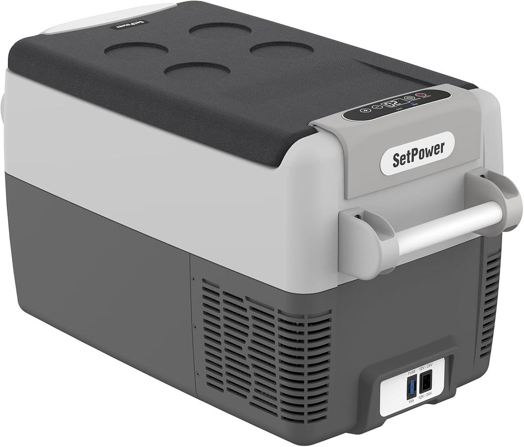 Setpower AJ30 Portable Refrigerator,Portable Freezer,32 Quart Electric Cooler,Car Refrigerator,12/24V DC Cable & 110/240V AC,Car Fridge for Camping,Truck,RV,Travel,Fishing (30L)