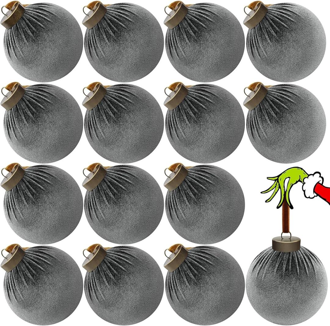 15 Pcs Velvet Christmas Balls, 3.15" Large Velvet Christmas Ornaments Balls, Plastic Shatterproof Flocked Ornaments for Xmas Tree Holiday Party Decorations (B - Dusty Blue)