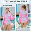Girls Rash Guard Swimsuit 2 Piece Long Sleeve One Piece Bathing Suits with Swim Shorts Kids UPF 50+ Swimwear Sets  (Pink, M)