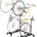 Vertical Bike Stands (2 Pack)Standing Bike Rack for Garage FloorUpright Bicycle Floor Stand Indoor Bike Holder with Adjustable Height for Garage & Apartment - for Wheels Sizes up to 29