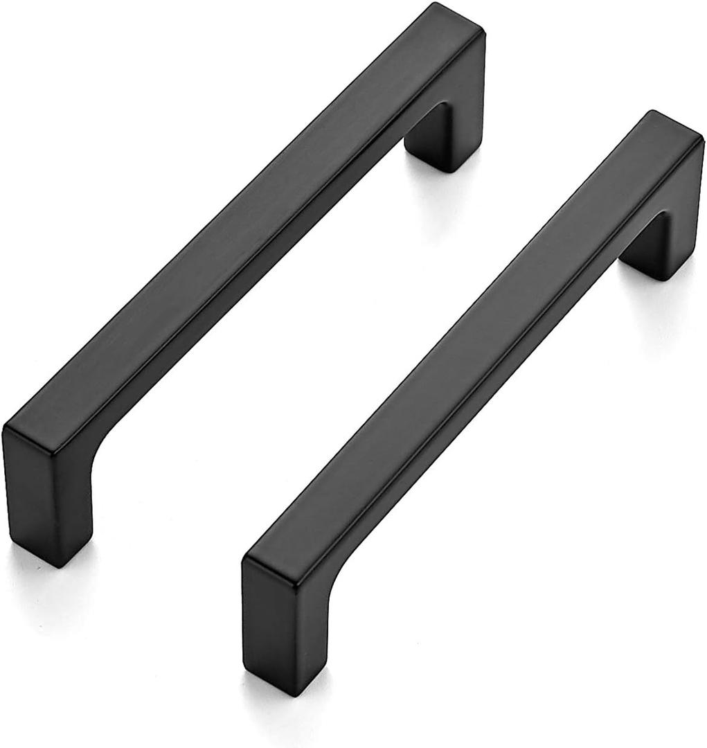 Ravinte 25 Pack Solid 3-3/4 Inch Kitchen Square Cabinet Handles Matte Black Pulls Drawer Pulls Kitchen Cabinet Hardware Flat Black Handles