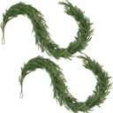 Katflyee 12ft(2x6ft) Mixed Norfolk Pine & Cedar Garland, Realistic Christmas Artificial Greenery Garlands for Fireplace, Mantle, Stair Railings, Outdoor Holiday Decor