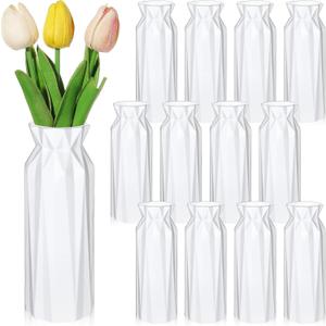12 Pack Composite Plastic Flower Vase,8" Tall Conic White Vases,Unbreakable Vase Floral Vases for Table Centerpieces, Bouquets, Home Decor, Living Room
