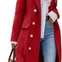 IDEALSANXUN Womens Long Wool Coat for Women Fall Winter Trench Coat Trendy Jackets (Red, L)