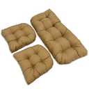 NANGELRN Wicker Chair Cushions, 3 Pieces Indoor Outdoor All Weather Waterproof Tufted Wicker Chair Cushions, 1 Loveseat and 2 U-Shape Cushions for Patio Furniture, Khaki