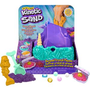 Kinetic Sand, Mermaid Crystal Playset, Over 1lb of Play Sand, Gold Shimmer Sand, Storage and Tools, Sensory Toys for Kids Ages 3 and up