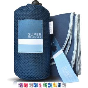 Super Towel For Sports, Travel & Beach – Lightweight, Compact, Absorbent, Quick-Dry, Soft Microfiber Suede For Pool, Bath, Gym, Yoga, Running, Hiking, Camping & Outdoors (Navy, M 20x40")