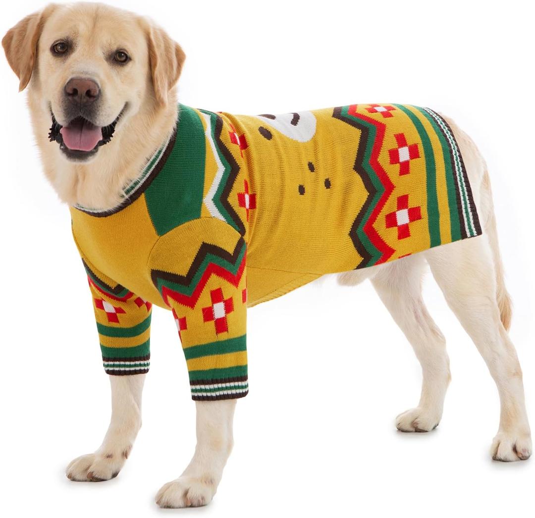 Small Dog Sweater for Male Female - Warm Halloween Autumn Knit Sweaters With Long Legs for Yorkie Chihuahua (XX-Large, Yellow)