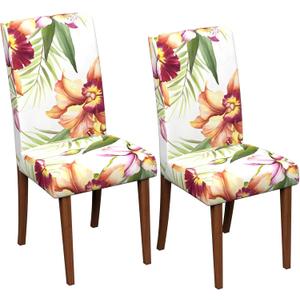 Stretch Dining Chair Covers Set of 2,Floral Print Chair Covers,Soft Removable Washable,Pet Friendly Furniture Protector,Universal Chair Slipcovers for Home, Kitchen,Ceremony Dining Room Seat (Whitephalaenopsis Orchids)