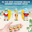 50 Pcs Mini Summer Beach Gnomes Figurines Bulk Small Ocean Rubber Figures to Hide Funny Little Hawaiian Luau Party Favors Gifts Ornament for Home Office Miniature Crafts Decorations