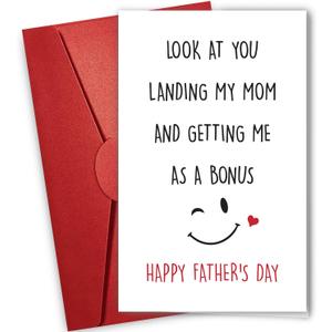 2 x NewEleven Step Dad Gifts - Father's Day Gifts From Stepson, Daughter - Bonus Dad Card Fathers Day, Funny Gift For Step Dads, Bonus Dads - Humorous Greeting Card