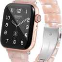 HOPO Compatible With Apple Watch Band Resin Strap Bracelet Wristband Thin Lightweight Replacement For iWatch Bands Series Ultra 11 10 9 8 7 6 5 4 3 2 1 SE for Women Men (Clear Pink)