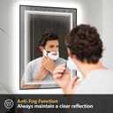LED Bathroom Mirror with Front and Backlit 24"x36", Black Frame, Wall Mounted, Dual LED Strips, Fogless, Dimmable, 3 Color Changing, Shatterproof, Horizontal/Vertical