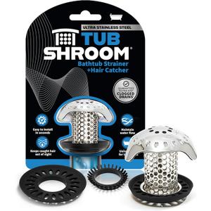 TubShroom Ultra Revolutionary Bath Tub Drain Protector Hair Catcher/ Strainer/ Snare Stainless Steel, Single Pack