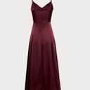 RIHOAS Women's Elegant Flowy Spaghetti Strap Dress - A Line Satin Maxi for Fall Wedding Guest, Formal Semi Formal (Red, XL)