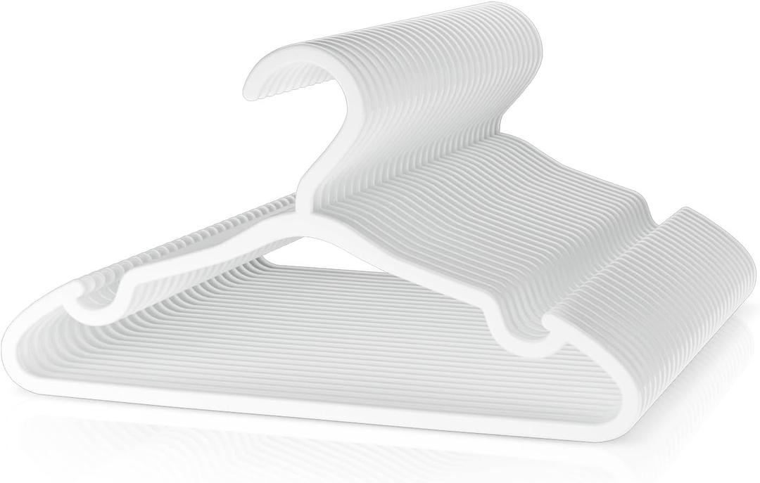 VILICK Plastic Kids Hangers - 30 Pack Non-Slip Baby Clothes Hangers for Closet, Toddler & Newborn Clothing Pants, Skirts, Coats (White)