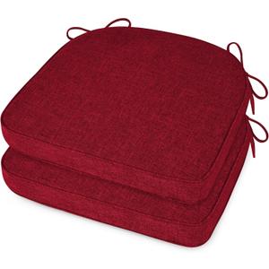 ELFJOY Chair Cushions for Dining Chairs Non-Slip Kitchen Chair Cushions Set of 2 Seat Cushion with Ties for Indoor Kitchen Dining Office Red