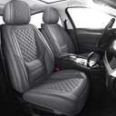 Chezope Automotive Car Seat Covers Full Set Fit for Most Cars SUV Sedans Trucks Waterproof Leatherette Car Seat Covers Accessories (Grey, Front Pair Grey)