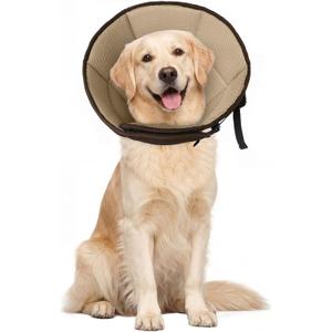 Dog Cone for Large Dogs After Surgery, Soft Dog Cone Collar for Dogs to Stop Licking, Adjustable Comfy E-Collar Alternative Lightweight Post-Surgery Recovery Elizabethan Collar for Pet (L(Neck Girth:13.39"-17.32"), Brown)