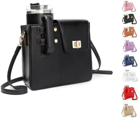 Crossbody Bag Purse for Stanley Cup Bag 2025 New Outdoor Portable Water Bottle Holder with Adjustable Shoulder Strap (Black)
