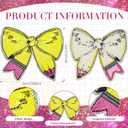 Suncalla 24 Pcs Pencil Bow Sequin Iron on Patches for School Teacher, 2.4 x 2 inches / 6 x 5 cm