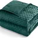 Kivik Cooling Weighted Blanket for Adults, 15 lbs Breathable Minky Dot Heavy Throw Blankets, Ultra Soft Weighted Comforter, Machine Washable, 60"x80" Queen, Dark Green