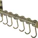 Dseap Kitchen Utensil Holder Hanger, Pot and Pan Rack Wall Mount, Kitchen Rail with 8 Hooks for Hanging Cooking Utensils, Mugs, Spoons, Wall Mounted, Stainless Steel, Bronze