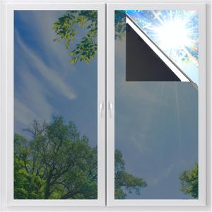 LUTE Window Film One Way Daytime Privacy Window Tint for Home, Sun Blocking Anti UV Heat Blocking See Out Not in Reflective Mirror Film Window Door Covering Window Tinting Film, Black, 17.5" x 78.7"